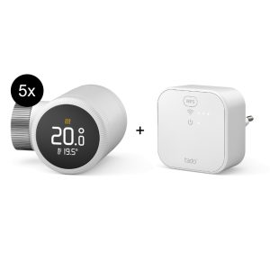 tado° Starter Kit Smartes Heizkörper-Thermostat X - 5er-Set + Bridge